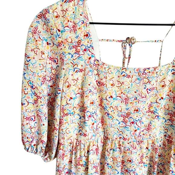 BCBGeneration Babydoll Mini Dress Sketched Garden Multicolor S - Picture 4 of 12